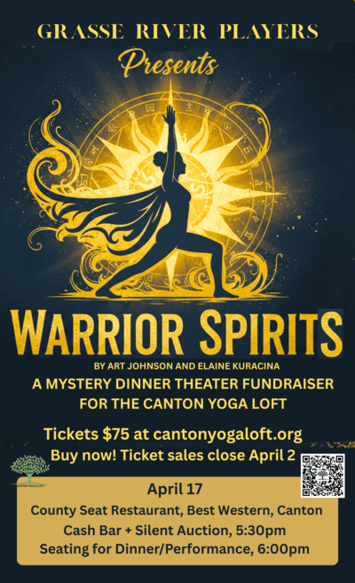 Poster for Warrior Spirits, a mystery dinner theater fundraiser